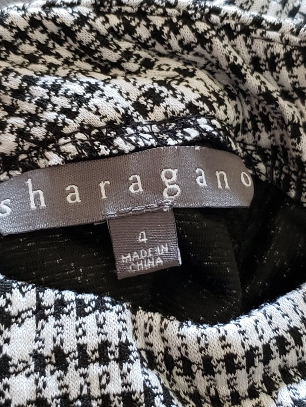 Sharagano Houndstooth Tweed Classic Shift Dress Sleeveless #378 - Picture 3 of 7
